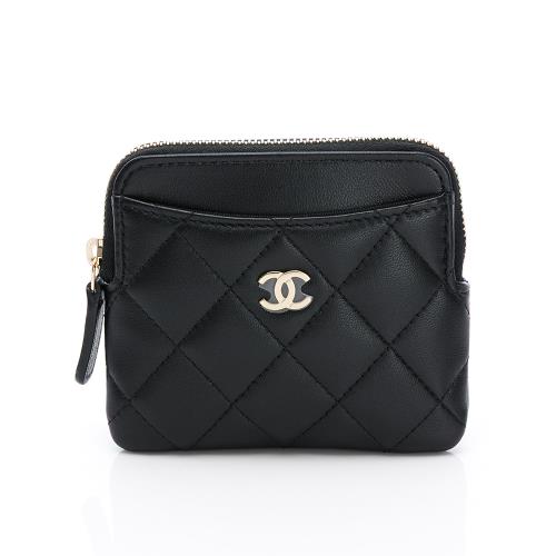 Chanel 卡夾零錢包(黑/金) (細紋/ㄇ字拉鍊)