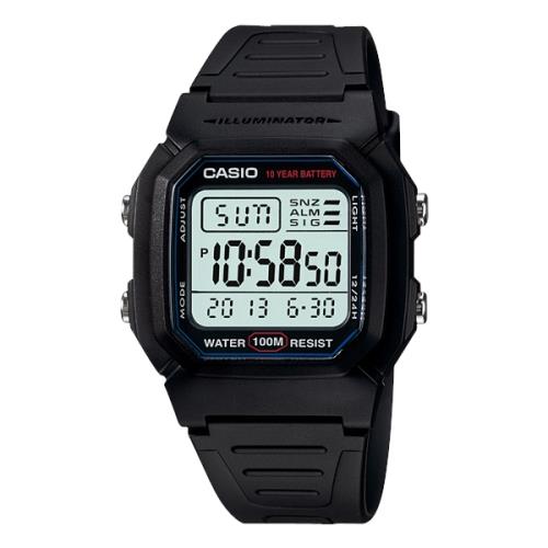 【CASIO 卡西歐 】數位電子錶 鬧鈴碼錶 防水100米 LED照明 W-800H (W-800H-1A)