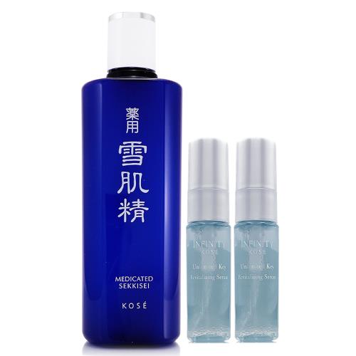 KOSE高絲 雪肌精化妝水200ml (贈品標/無盒版) - 任選 + 無限肌緻極限釋能微粒精華14ml*2 (正統公司貨)