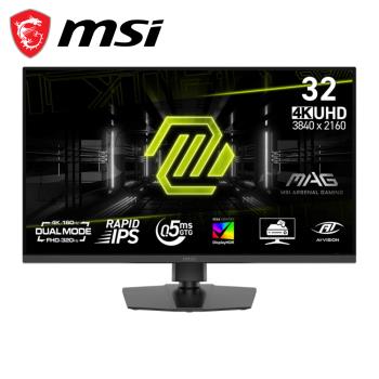 MSI微星 MAG 322URDF E16 是一款31.5吋IPS螢幕，支援3840 x 2160 UHD解析度，160Hz更新頻率，0.5ms反應時間，適合電競、看片、辦公與學生使用。具備抗藍光、護眼、零閃屏與HDR功能，提供更舒適的視覺體驗。支援HDMI與DisplayPort輸入，VESA壁掛設計，輕巧易安裝，提供三年保固。