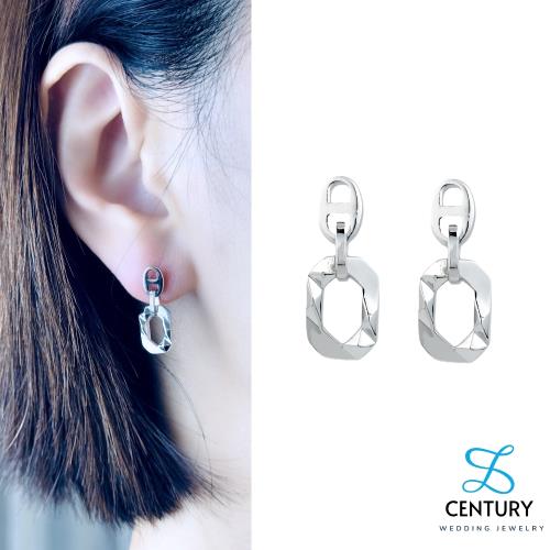 【世紀白金】Pt950鉑金耳環 白金垂吊式耳環 時尚造型 歐美風豬鼻子元素耳環