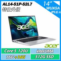 特仕升規 ACER Aspire AL14-51P-52L7 銀 C5-120U/16G+16G/512G SSD/14吋WUXGA筆電