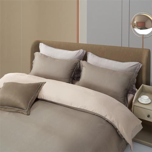 【卓瑩】天絲100S膠原蛋白印花-焦糖棕床包4件組-6x6.2呎