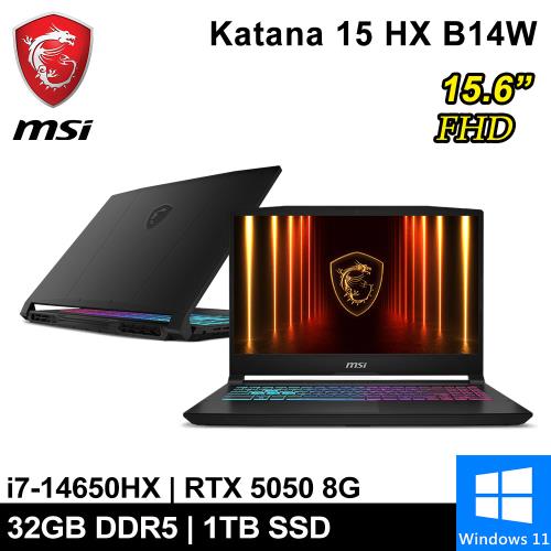 微星 Katana 15 HX B14WEK-429TW-SP2 15.6吋 黑(i7/16G+16G/1TB/RTX5050 8G/W11)特仕筆電