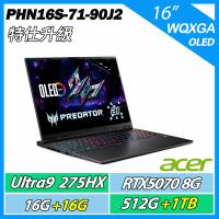 特仕升規 ACER Predator PHN16S-71-90J2 CU9-275HX/RTX5070/16G+16G/512G+1TB AI電競