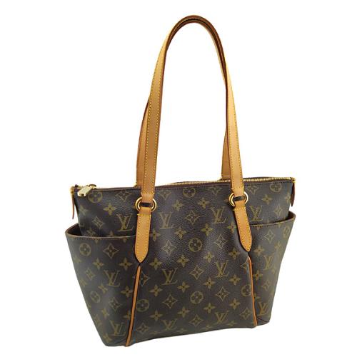 九成新-LV 經典字紋帆布肩背Totally小款天心包