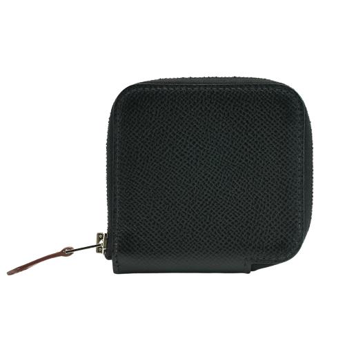 二手品 Hermes 圖騰絲巾內裡拉鍊零錢包(Y刻/黑)