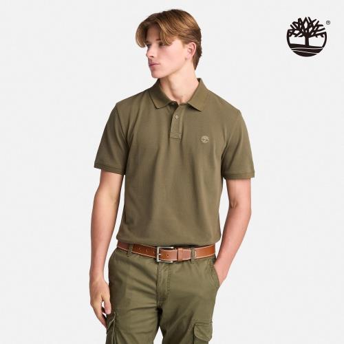 任-Timberland 男款深綠色短袖POLO衫│A24H2AR5