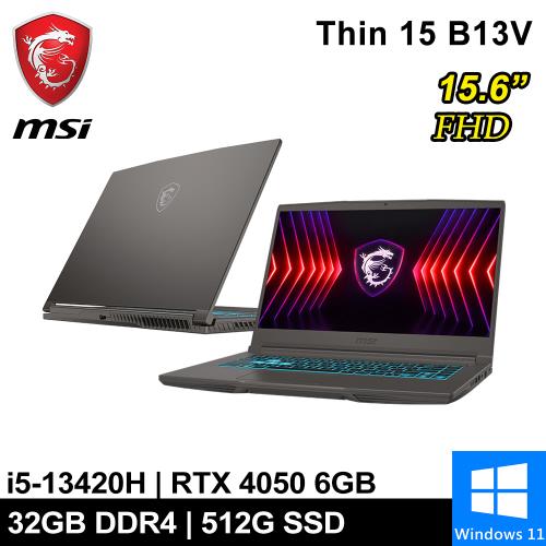微星 Thin 15 B13VE-3077TW-SP1 15.6吋 灰(i5-13420H/32G/512G/RTX4050 6G/W11)特仕筆電