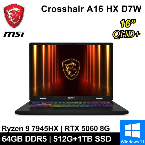 微星 Crosshair A16 HX D7WFKG-045TW-SP9 16吋 灰(R9/64G/512G+1TB/RTX5060/W11)特仕筆電