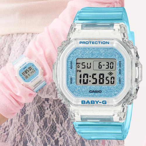 CASIO BABY-G 半透明 閃亮方形電子腕錶 BGD-565GC-2