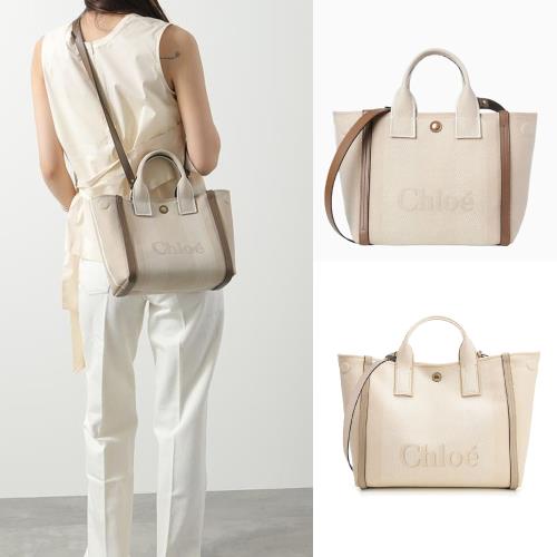 CHLOE Carry 刺繡LOGO帆布小號托特包(任選)