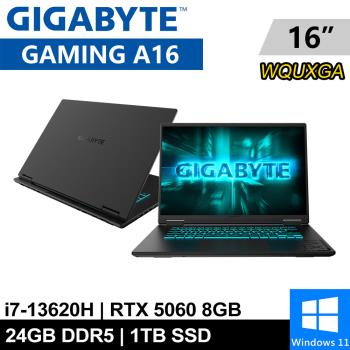 技嘉 GAMING A16 CVHI3TW894SH-SP1 16吋 黑(i7-13620H/24G/1TB/RTX5060 8G/W11)特仕筆電