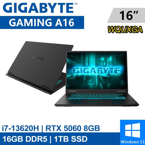 技嘉 GAMING A16 CVHI3TW894SH 16吋 黑(i7-13620H/16G/1TB PCIE/RTX5060 8G/W11)