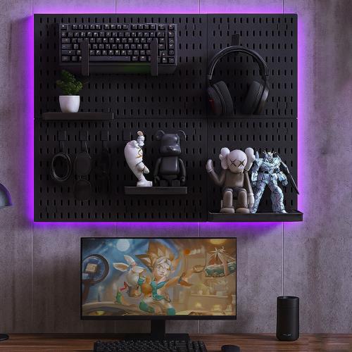 好拾選物 壁掛式洞洞板/多功能掛架/浴室廚房壁掛收納架/免打洞掛架-黑色組合C款