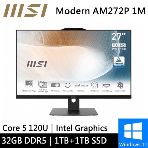 微星 Modern AM272P 1M-858TW-SP5 27型(Core 5 120U/32G DDR5/1TB+1TB/W11)