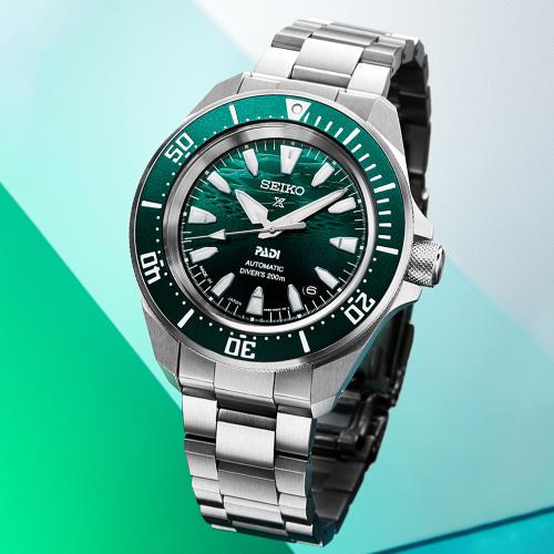SEIKO 精工 PROSPEX 幕府武士200米潛水錶/綠X銀/41.7mm (4R35-06K0G/SRPL53K1)SK003
