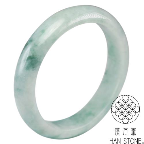 【漢石齋】天然翡翠A貨 手鐲玉鐲 細糯種飄花(手圍18.4/版寬13.7mm)