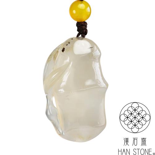 【漢石齋】天然玉髓 竹節玉珮吊墜 冰種(24*40*11mm)