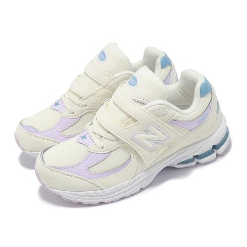 New Balance 休閒鞋 2002 寬楦 中童 小朋友 米白 紫 魔鬼氈 緩衝 運動鞋 NB PV2002BA-W
