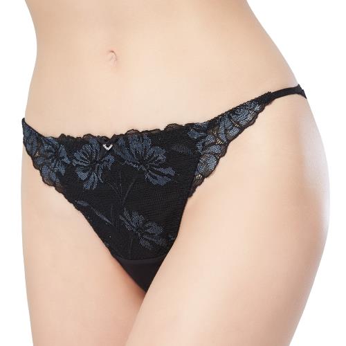 【Swear 思薇爾】撩波生命之花系列M-XL蕾絲低腰丁字褲(黑色)