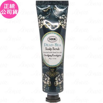 SABON 淨煥尤加利 死海黑礦泥頭皮磨砂膏，專為身體保養設計，適用於各種肌膚。採用死海黑礦泥成分，有效去除頭皮角質，促進頭髮健康生長。為國內專櫃公司貨，製造日期與有效期限請詳見產品包裝標示。