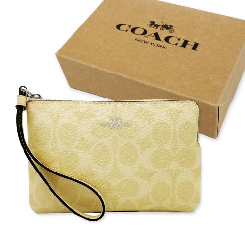 【COACH】C LOGO手拿包零錢包附原廠禮盒(月光石黃)