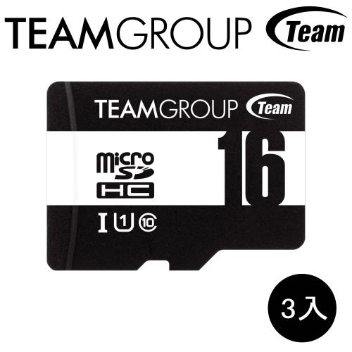 Team 十銓 16GB 80MB/s U1 microSDHC UHS-I C10記憶卡(含轉卡)（三入特惠組）