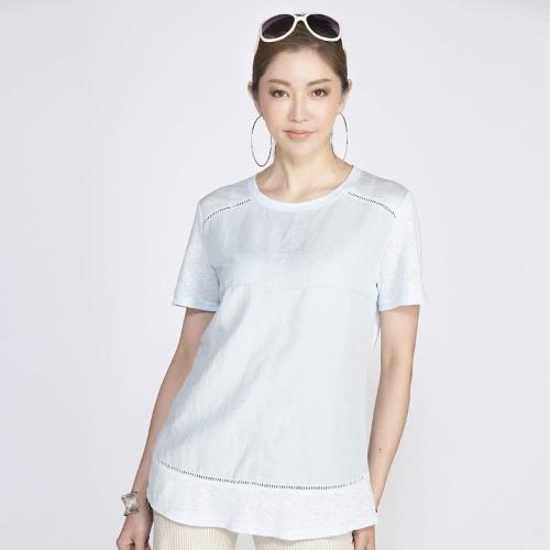 QWI韓國優雅剪裁針織上衣1入(淺藍)