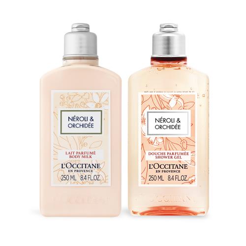 LOCCITANE 歐舒丹 橙花&蘭花沐潤戀組[沐浴膠+美體乳]-國際航空版