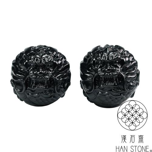 【漢石齋】天然和田玉 盤玩玉龍手珠 墨玉(26*26mm*2pcs)