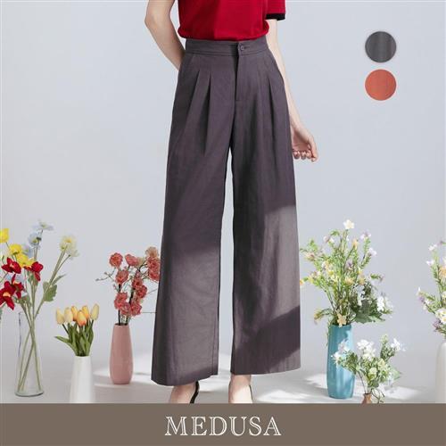 現貨【MEDUSA 曼度莎】高腰打褶涼感天絲長寬褲 - 2色（M-XL）｜女寬褲 涼感天絲 休閒長褲