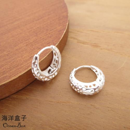 【海洋盒子】可愛亮面洞洞針式易扣925純銀耳環.圈圈耳環