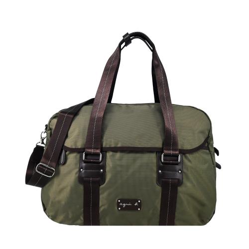 agnes b. 雙槓旅行袋-咖