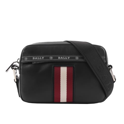BALLY Hal 平滑牛皮拉鍊斜背包(黑色)