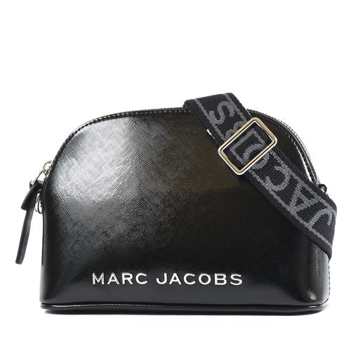 MARC JACOBS 金屬LOGO十字紋防刮斜背貝殼包-黑色
