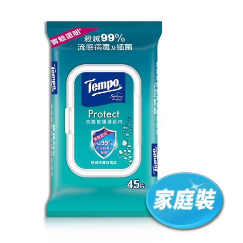 TEMPO 抗菌倍護清爽潔膚濕巾家庭裝(45抽x10入)
