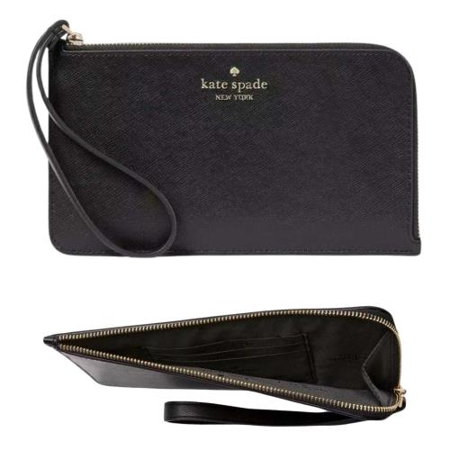 【KATE SPADE】金標LOGO 防刮大手拿 優雅黑