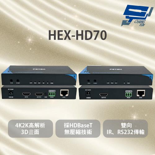 昌運監視器 HEX-HD70 HDMI 4K高解析影像訊號延長器 支援HDMI1.4版 支援HDCP1.4版數位防拷機制