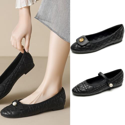  JP Queen New York 淑女菱格女款大尺碼圓頭平底娃娃鞋淑女鞋(3款可選)