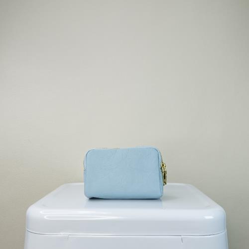 【M2nd】黛爾鴕鳥皮三隔層收納零錢包(粉藍-T12A)