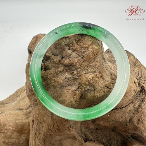 【肌容雪】天然緬甸A貨冰正揚綠飄花翡翠平安鐲 編號563(鐲寬50mm #16號)