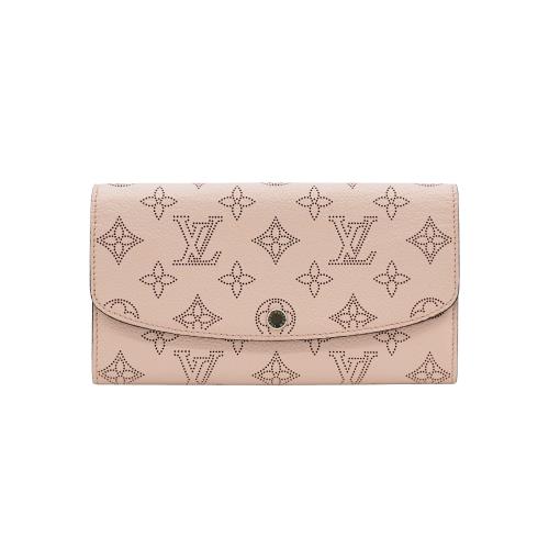 二手品 Louis Vuitton  Iris Mahina 打孔通花小牛皮釦式長夾(M60145-粉)
