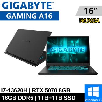 技嘉 GAMING A16 CWHI3TW894SH-SP4 16吋 黑(i7-13620H/32G/1T+1T/RTX5070/W11)特仕機