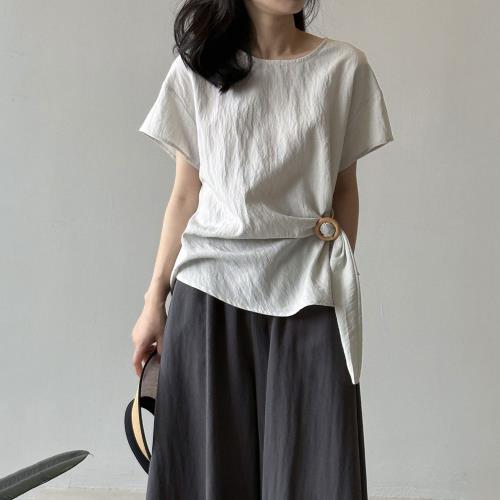 【nata】別緻天絲亞麻上衣（共二色）M-L