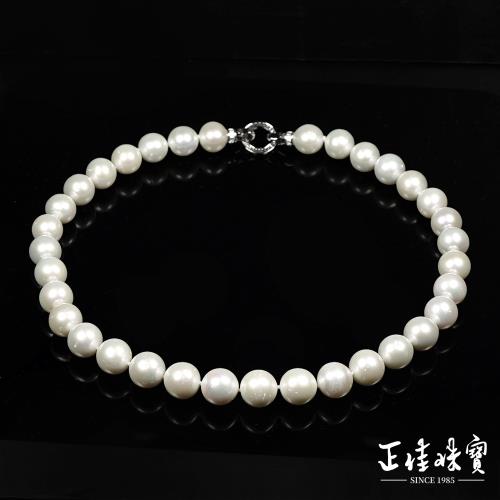 【正佳珠寶】天然珍珠 頂級大珠珍珠塔鏈 11-13mm 珍珠項鍊｜方晶鋯石925銀