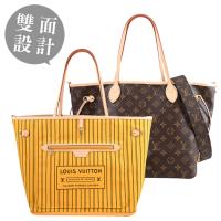 Louis Vuitton LV M11947 Neverfull Bandoulière Inside Out MM 雙面兩用購物包.黃