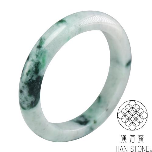 【漢石齋】天然翡翠A貨 手鐲玉鐲 飄花種 福 利 品(手圍19.2/ 版寬12.1mm)