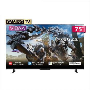 TOSHIBA東芝 75Z670NT TOSHIBA 東芝 75Z670NT 75吋 4K UHD 解析度 (3840 x 2160) 電視,提供細膩畫質與全陣列直下式背光系統,支援 144Hz 倍頻技術,讓動態影像更流暢。內建杜比數位音效與 2.1 通道 50W 喇叭,帶來環繞音場沉浸體驗。配備 4 組 HDMI 端子、2 組 USB 插槽,支援中文/英文選單,110V 電源,3 年保固,中國製造。尺寸 167.3 x 101.3 x 34.8 cm (含機座),重量 28.7 kg,含桌上型基本安裝服務,完美適閤家庭娛樂。