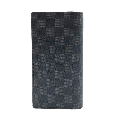 Louis Vuitton Brazza系列 Damier 棋盤格帆布對開長夾(N62665-黑灰)